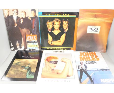 Music memorabilia, eight tour programmes including The Police, Tears for Fears, Duran Duran, Manic Street Preachers, (with ti