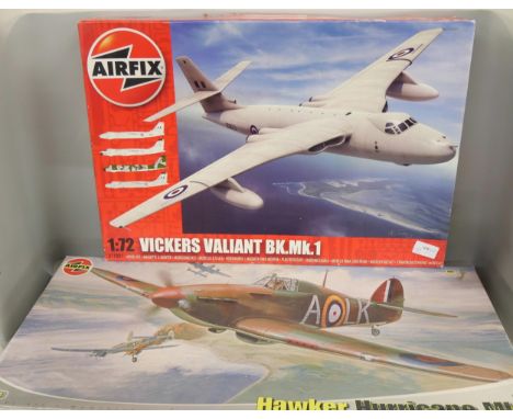 Two Airfix boxed model sets Hawker Hurricane MK1 (1.24) unopened and 1.72 Vicker Valiant BK.MK1