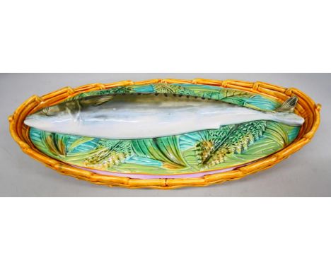 A George Jones majolica fish tureen and cover, 38cm