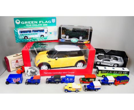 A collection of die-cast model vehicles, loose and boxed, includes Lledo, Days Gone, etc, together with a remote control Mini