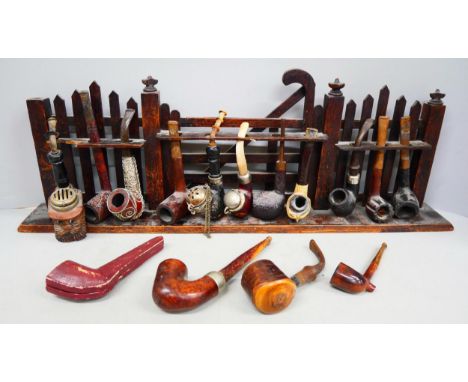 A collection of pipes and a pipe rack