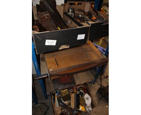 THREE TRAYS OF MIXED HAND TOOLS ETC PLUS A GUILLOTINE