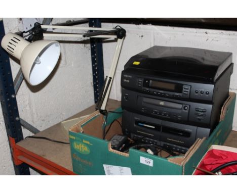 A SAMSUNG HI-FI (NO SPEAKERS) PLUS AN ANGLE POISE LAMP