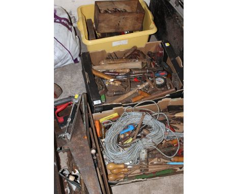 THREE TRAYS PLUS A TOOLBOX OF VARIOUS HAND TOOLS ETC