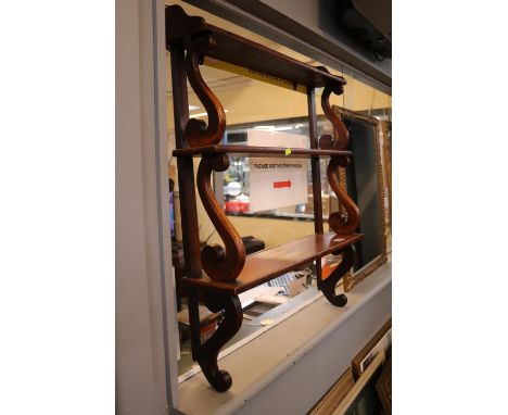 19thC Mahogany 3 Tier shelf with curved ends 