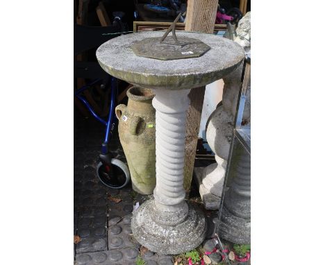 Concrete Garden Sundial with brass dial 