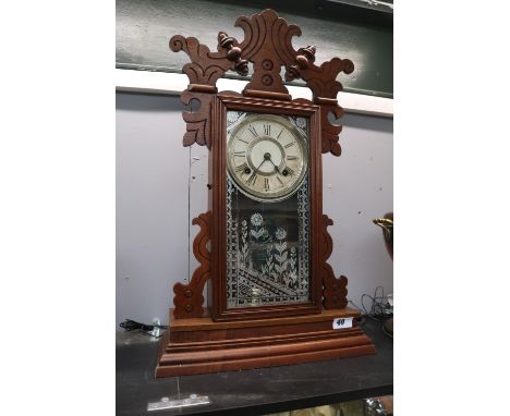 Mahogany cased American Mantel clock with roman numeral dial 