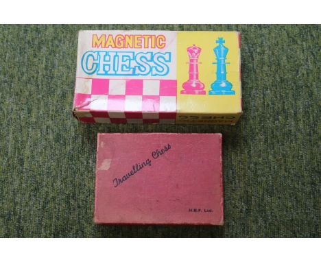 Vintage boxed Magnetic Chess set and a cased Travelling Chess set by H.B.F. Ltd 