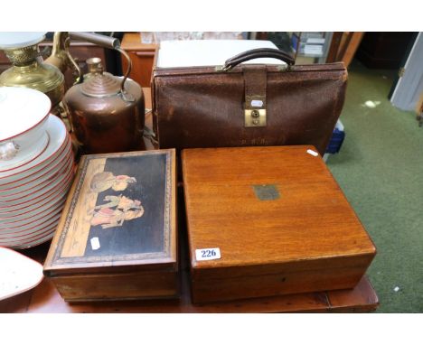 Italian Sorrento Faux box box, K J Hackney of Worthing Flatware and a Leather case