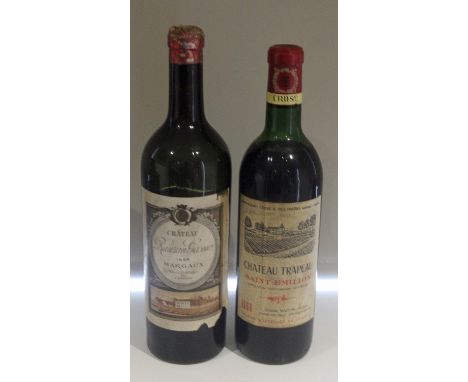 Chateau Rauzan Gassies 1924 Margaux &amp; Chateau Trapaud Saint-Emilion 1966 Grand Cru Claret. Chateau Rauzan Gassies 1924 Ma