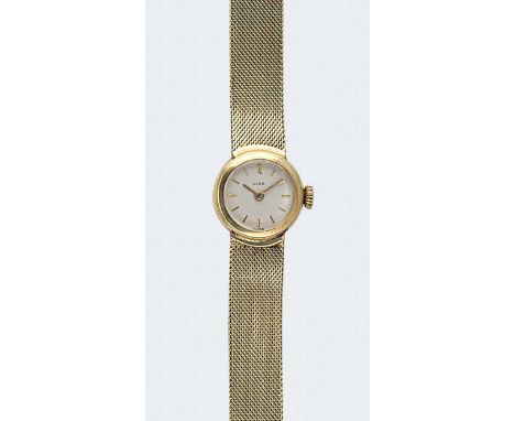 Mido Watch Cie., - A Swiss 14ct gold 'Lido' wristwatch, circa 1970, circular cream-coloured dial with gold coloured batons an