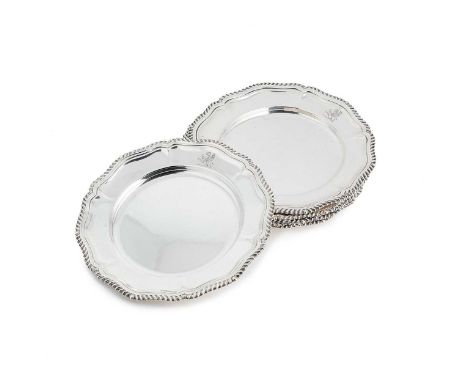A set of six George V silver side dishes, mark of Harrison Brothers &amp; Howson (George Howson), Sheffield 1930, each in the