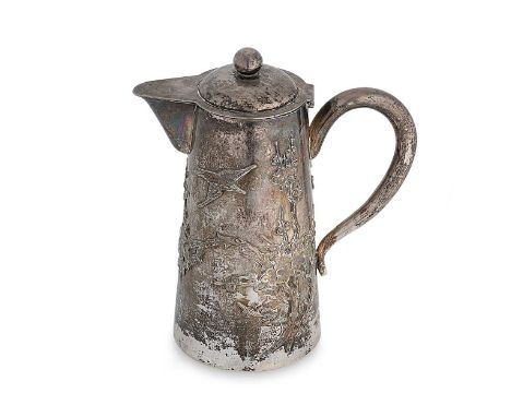 An early 20th century Chinese export metalwares hot water jug, retailer's mark of Wing Nam &amp; Company, Hong Kong, of cylin
