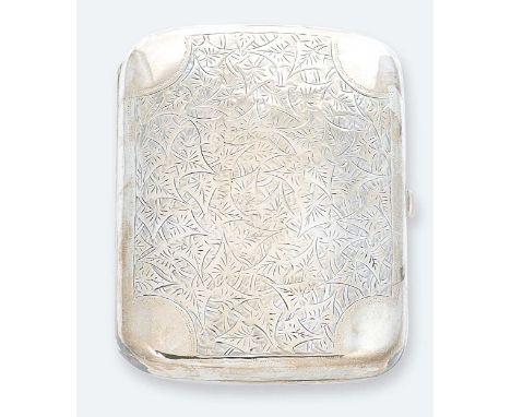 A Victorian silver pocket cigar case, probable mark of Charles Cooke, London 1887, of rectangular convex form, decorated all 
