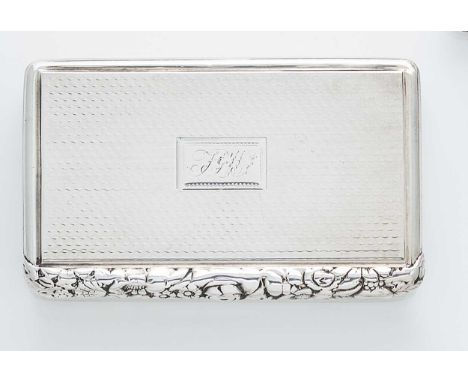 A George III silver snuff box, mark of Thomas Edwards, London 1818, of rectangular form, underside decorated with engine turn