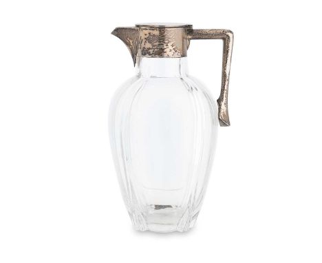 A Victorian silver mounted glass claret jug, mark of John Grinsell &amp; Sons, London 1899, inverted pear shaped panelled gla