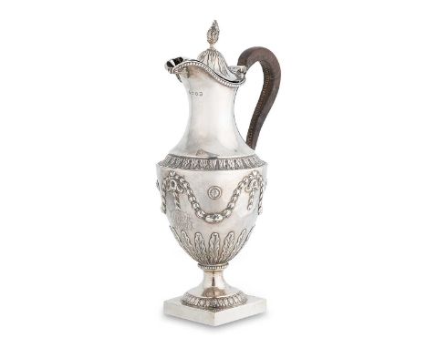 A George III 18th century silver wine ewer, possible mark of Thomas Ellis, London 1774, in the neoclassical style, of urn sha