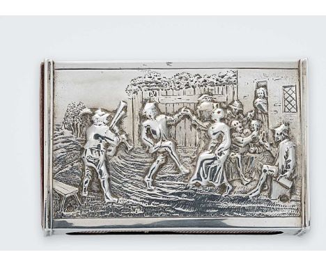 An early 20th century Dutch metalwares silver table matchbox cover, maker's mark not traced (NN), assay office mark indeciphe