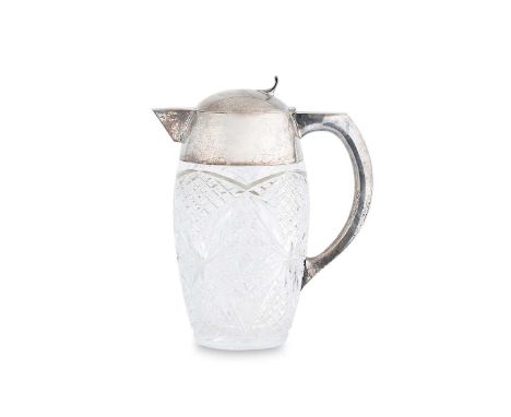 A German metalwares silver and cut glass lemonade jug, mark of Behrnd Hermann, Dresden, stamped with Halbmond und Reichskrone