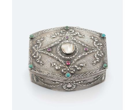 An early 20th century cast silver dressing table tidy, mark of Levi &amp; Salaman, Birmingham 1912, of rectangular form with 