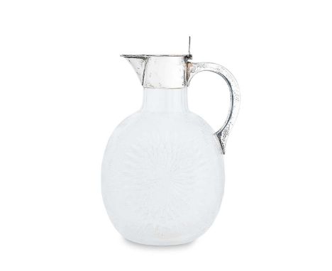 A Victorian silver mounted glass claret jug, mark of William Hutton &amp; Sons (Edward Hutton), London 1889, the oval, flat s