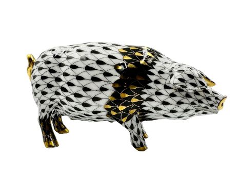 Herend First Edition pig, painted in black, no. 15663
