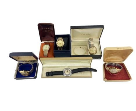 Six automatic wristwatches including Curtiss, Garrard, Timex, Baylor Day-Date and Accurist (6)Condition Report:All movements 