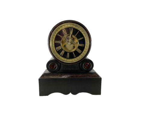 French - 19th century  8-day Parisian movement in an ebonised wooden case, striking movement within a drum case resting on a 