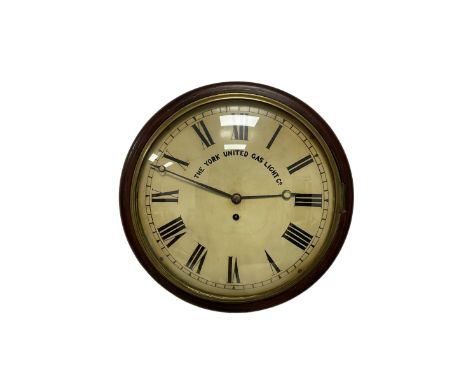 The York United Gas Light Company - 19th century single train 8-day fusee movement,  with a 12" painted steel dial, Roman num