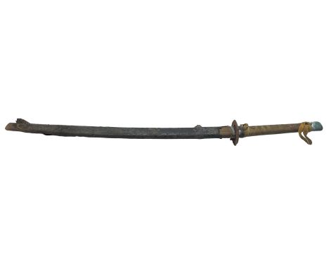 WWII Japanese NCO's sword, blade length 64cm in leather covered scabbard