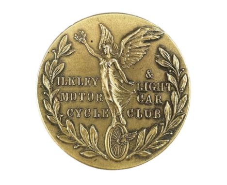 Early 20th century 9ct gold medallion for Ilkley Motorcycle &amp; Light Car Club, engraved 'President's Trophy 1920 H.W.Selle