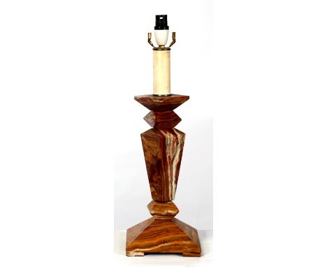 An Art Deco style figured marble table lamp, 36cms (14ins) high.