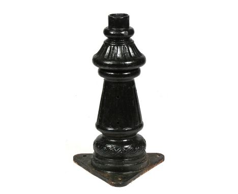 A cast iron garden light base, 55cms (21.5ins) high.
