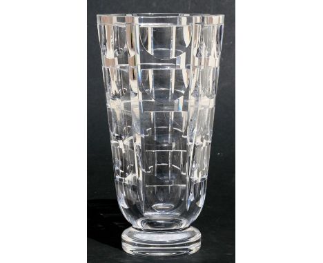 An Orrefors cut glass vase, 23cms (9ins) high.