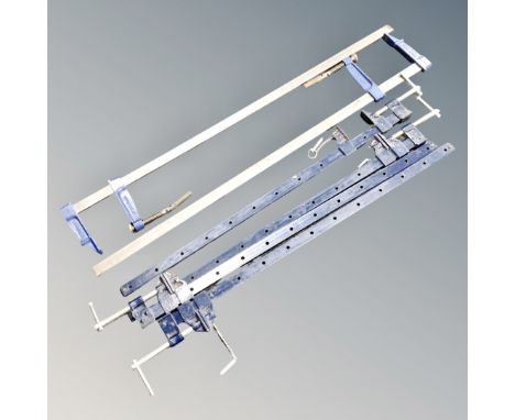 A pair of Record Marples 132 sash clamps together with four further sash clamps. 