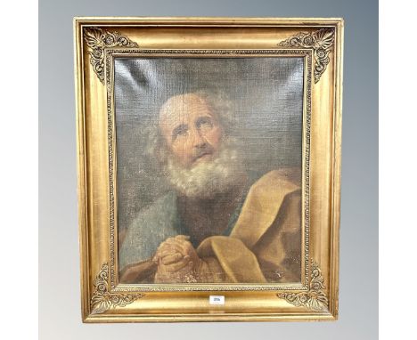 Continental School : Portrait of St. Peter, oil on canvas, 58 cm x 48 cm, framed.