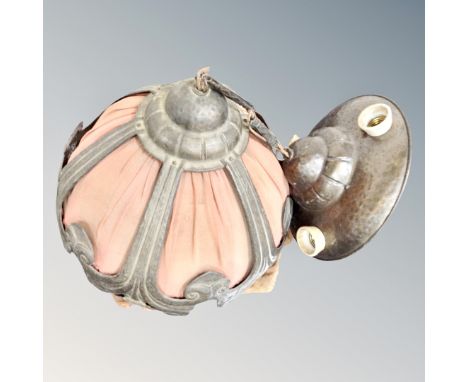 An Art Deco copper pendant light fighting. 