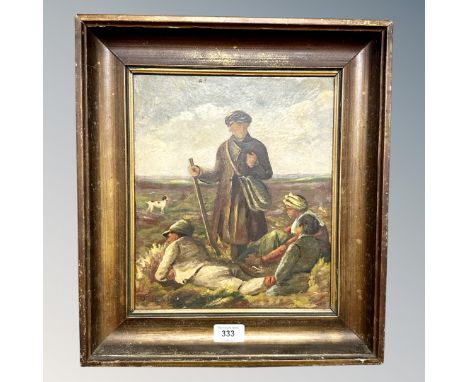 Hansen : Figures in moorland, oil on canvas, 29 cm x 24 cm
