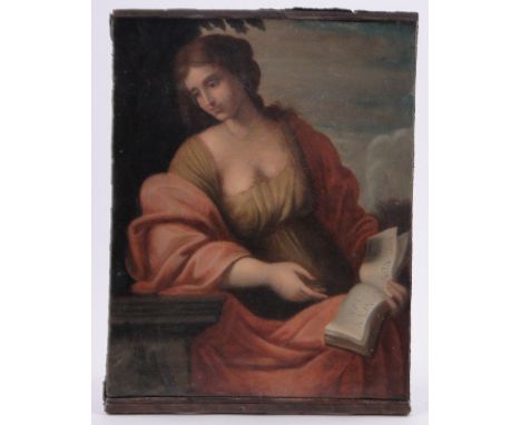 18th century oil on canvas, classical portrait of St. Catherine, unsigned, 19" x 15", unframed.