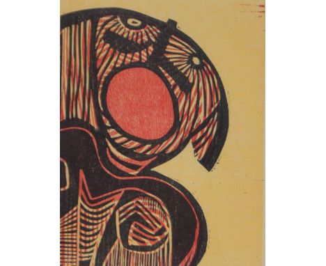 Cecil Skotnes (South African),woodcut print, Mask 1972, image 10" x 7", framed.