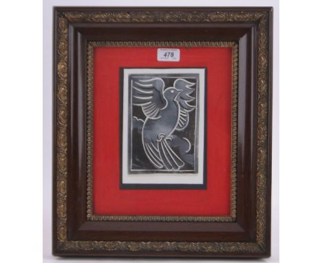 Geoffrey Key (born 1941), mixed media hand colour woodcut print, bird study, signed and dated 1985, no. 17/45, image 6.75" x 