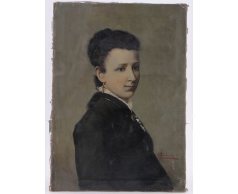 G Barberis,oil on canvas, portrait of a lady, signed and dated 1895, 24" x 17", unframed.