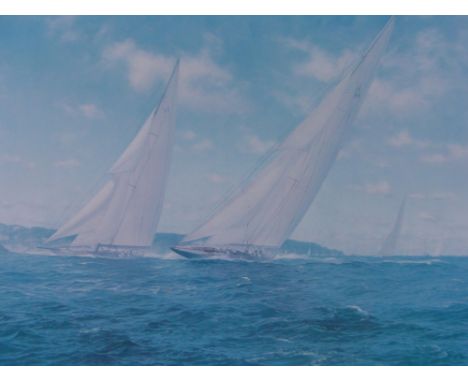 J Steven Dews, colour print, racing yachts, signed in pencil no. 349/600, image 20" x 30", framed.