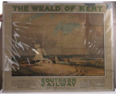 Donald Maxwell, an original Southern Railway poster print, The Weald Of Kent, published by McCorquodale, London, 40" x 49", u