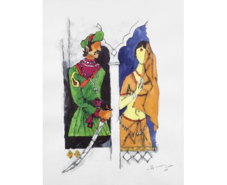 Maqbool Fida Husain (Indian, 1913-2011)Untitled (Mughal Garden) signed and dated London '007 lower rightwatercolour on paper6