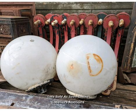 Set of 10 metal Railway brackets from exterior of Kings Cross, London. 80cm x 70cm plus 2 plastic light covers in v.poor cond