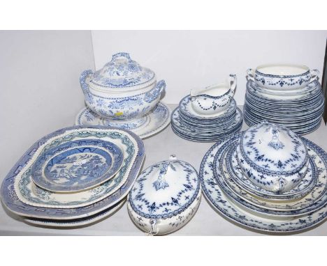 A collection of blue and white dinner ware, including: a blue and white part dinner service by GPC Ltd, Devon, 'Sydney', comp