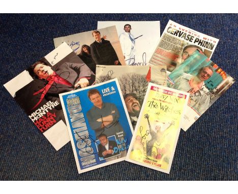 Comedy signed collection. 8 items, assorted flyers and magazine photos. Includes Gervais Phinn, Michael McIntyre, Jim Davidso