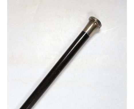 A George V silver topped ebonised cane, 91cm.