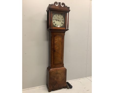 An early 19th century mahogany eight day longcase clock, height 202cm